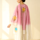 Gulabo Semi Festive Mulmul Cotton Salwar Set with Dupatta - Makhmali Pink