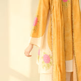 Gulabo Semi Festive Mulmul Cotton Salwar Set with Dupatta - Asmani Blue & Makhmali Pink