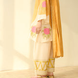 Gulabo Semi Festive Mulmul Cotton Salwar Set with Dupatta - Asmani Blue & Makhmali Pink