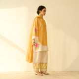 Gulabo Semi Festive Mulmul Cotton Salwar Set with Dupatta - Asmani Blue & Makhmali Pink