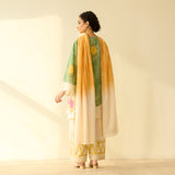 Gulabo Semi Festive Mulmul Cotton Salwar Set with Dupatta - Sage Green