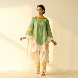 Gulabo Semi Festive Mulmul Cotton Salwar Set with Dupatta - Sage Green