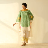 Gulabo Semi Festive Mulmul Cotton Salwar Set with Dupatta - Sage Green