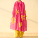 Sundari Kota Doria Cotton Farshi Set with Dupatta - Gulal Pink & Haldi Yellow