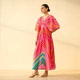 Bebo Hand Embroidered Kota Doria Cotton Maxi Dress - Multicolour