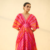 Bebo Hand Embroidered Kota Doria Cotton Maxi Dress - Multicolour
