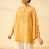 Basant Hand Embroidered Mulmul Cotton Farshi Set - Turmeric Yellow