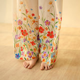 Basant Hand Embroidered Mulmul Cotton Farshi Set - Turmeric Yellow