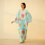 Dilruba Semi Festive Mulmul Cotton Salwar Set - Asmani Blue