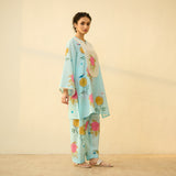 Dilruba Semi Festive Mulmul Cotton Salwar Set - Asmani Blue