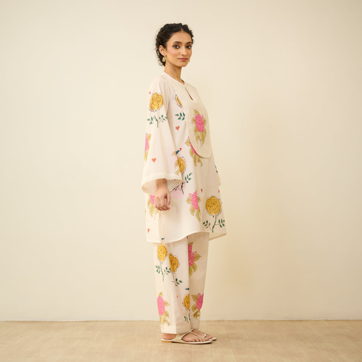 Dilruba Semi Festive Mulmul Cotton Salwar Set - Ivory
