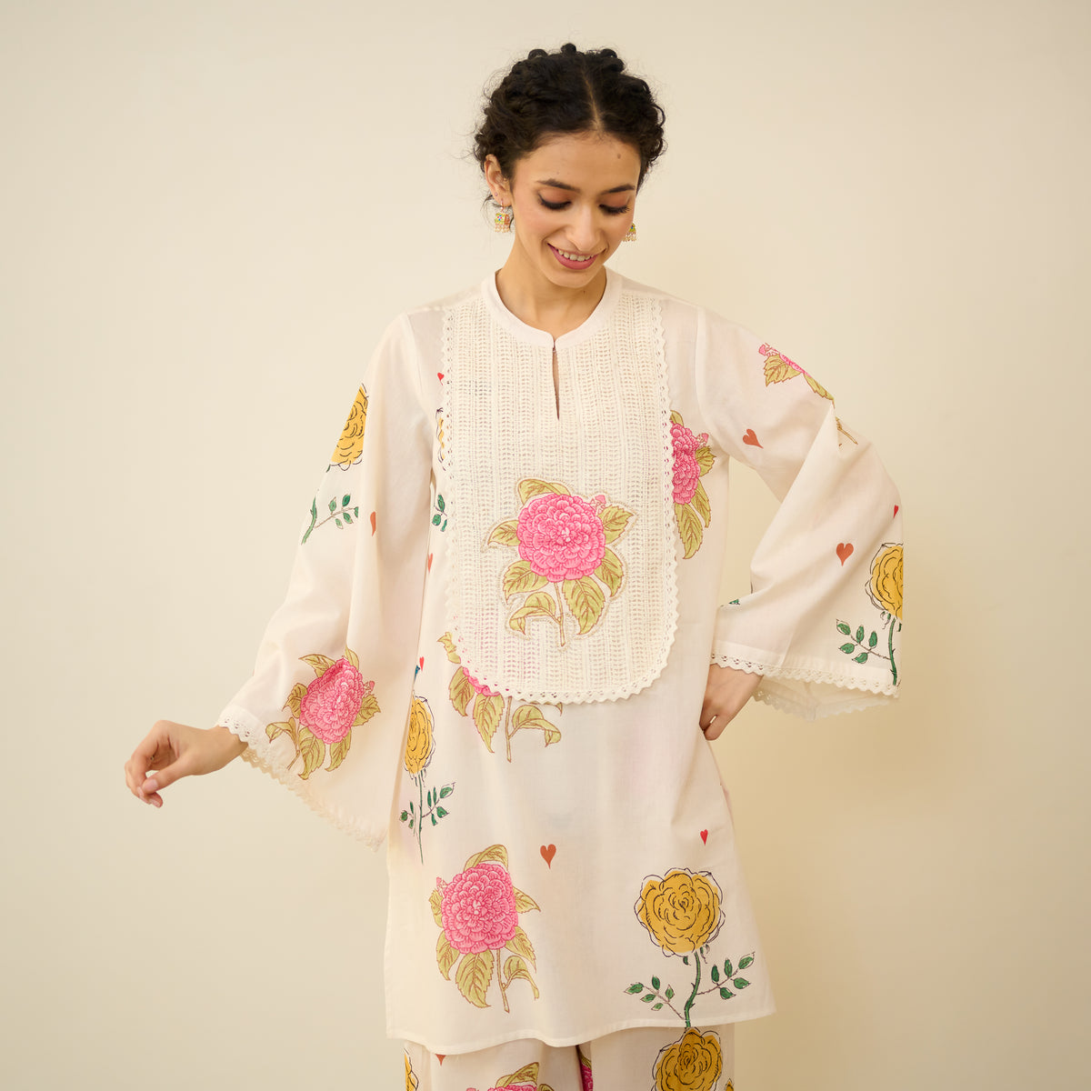 Dilruba Semi Festive Mulmul Cotton Salwar Set - Ivory
