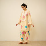 Dilruba Semi Festive Mulmul Cotton Salwar Set - Butter Yellow