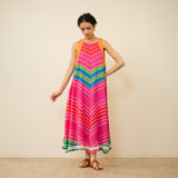 Sawan Leheriya Kota Doria Cotton Dress - Multicolour