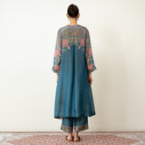 Mehbooba Festive Tissue Kurta Set - Teal Blue