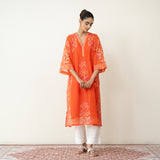Kumkum Festive Chanderi Kurta - Tangerine