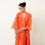 Kumkum Festive Chanderi Kurta - Tangerine