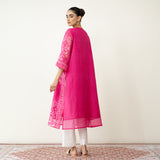 Kumkum Festive Chanderi Kurta - Berry Pink