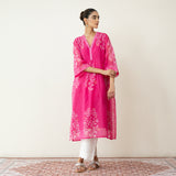 Kumkum Festive Chanderi Kurta - Berry Pink