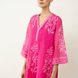Kumkum Festive Chanderi Kurta - Berry Pink