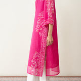 Kumkum Festive Chanderi Kurta - Berry Pink