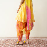 Chameli Festive Chanderi Salwar Set - Turmeric & Tangerine