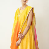 Chameli Festive Chanderi Salwar Set - Turmeric & Tangerine