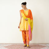 Chameli Festive Chanderi Salwar Set - Turmeric & Tangerine