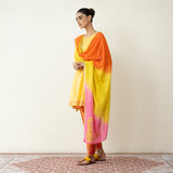 Chameli Festive Chanderi Salwar Set - Turmeric & Tangerine