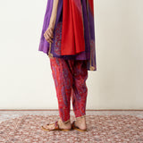 Chameli Festive Chanderi Salwar Set - Violet & Red