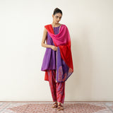 Chameli Festive Chanderi Salwar Set - Violet & Red