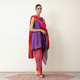 Chameli Festive Chanderi Salwar Set - Violet & Red