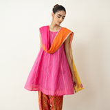 Chameli Festive Chanderi Salwar Set - Pink & Orange