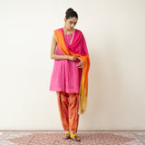 Chameli Festive Chanderi Salwar Set - Pink & Orange