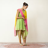 Chameli Festive Chanderi Salwar Set - Tota Green
