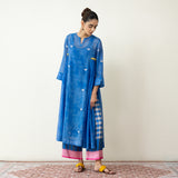 Love Bug Embroidered Festive Chanderi Set - Indigo