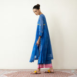 Love Bug Embroidered Festive Chanderi Set - Indigo