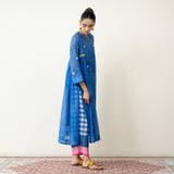 Love Bug Embroidered Festive Chanderi Set - Indigo