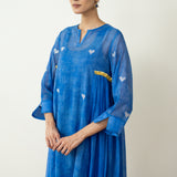 Love Bug Embroidered Festive Chanderi Set - Indigo