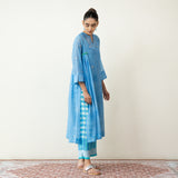 Love Bug Embroidered Festive Chanderi Set - Icy Blue