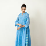Love Bug Embroidered Festive Chanderi Set - Icy Blue
