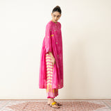 Love Bug Embroidered Festive Chanderi Set - Poppy Pink