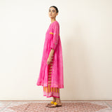 Love Bug Embroidered Festive Chanderi Set - Poppy Pink