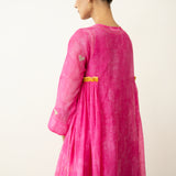 Love Bug Embroidered Festive Chanderi Set - Poppy Pink