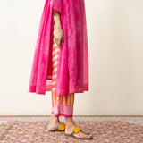 Love Bug Embroidered Festive Chanderi Set - Poppy Pink