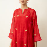 Love Bug Embroidered Festive Chanderi Set - Sindoori Laal