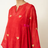Love Bug Embroidered Festive Chanderi Set - Sindoori Laal