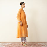 Suvarna Chanderi Kurta Set - Tangy Orange