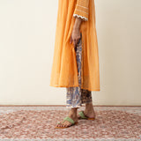 Suvarna Chanderi Kurta Set - Tangy Orange