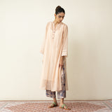 Suvarna Chanderi Kurta Set - Milky White